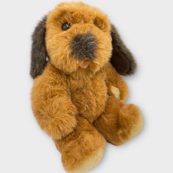 Vintage 1993 Just Friends Fluffy Brown Puppy Dog Plush Big Nose Eyebrows Mouth - Picture 1 of 8